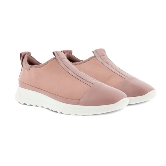 Ecco Shoes - Ecco Flexure Runner Sneaker Slip On Shoes Casual Light Pink Leather Neoprene: 36